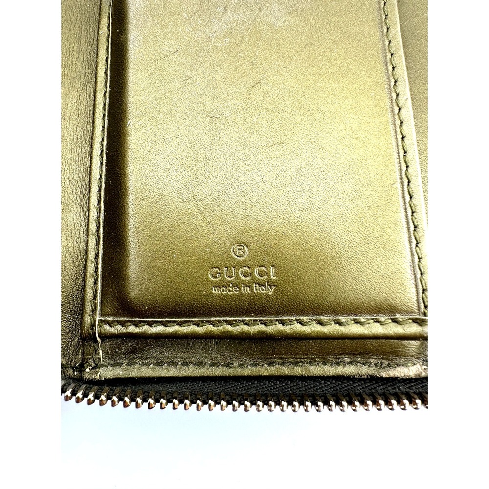 100% Authentic Gucci GG Monogram Gold Leather Zip-Around Wallet – GOOD Condition - Picture 11 of 12